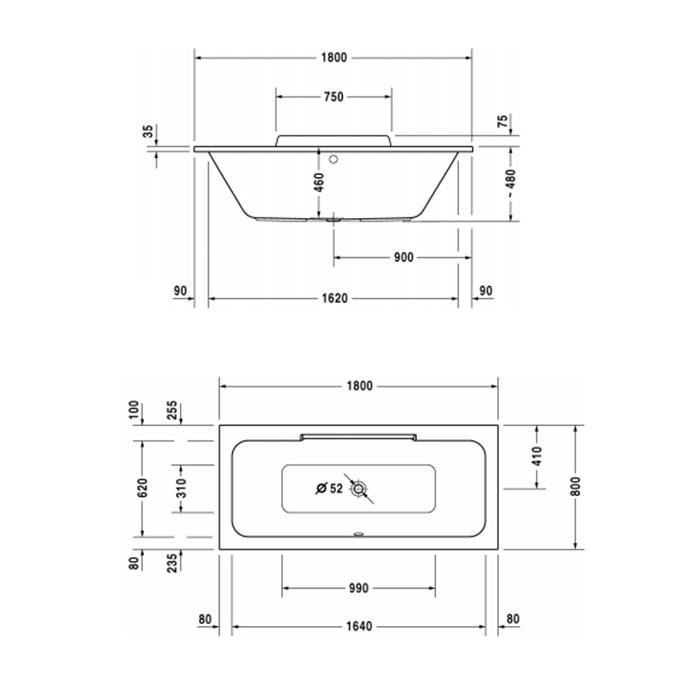 Ванна встраиваемая Duravit DuraStyle 700298000000000 180x80