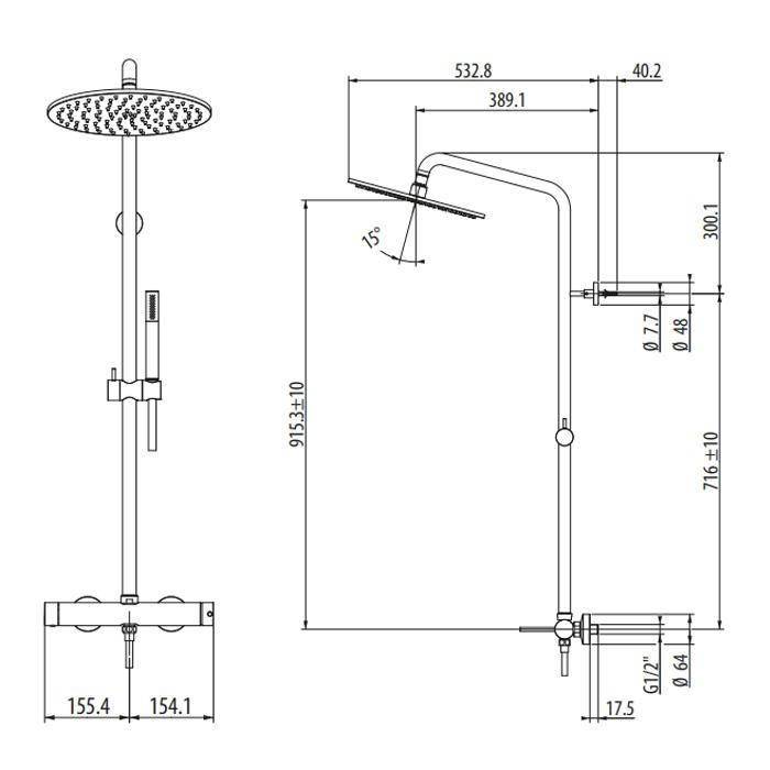 Душевая стойка Gattoni Circle Two 9195/PDBO