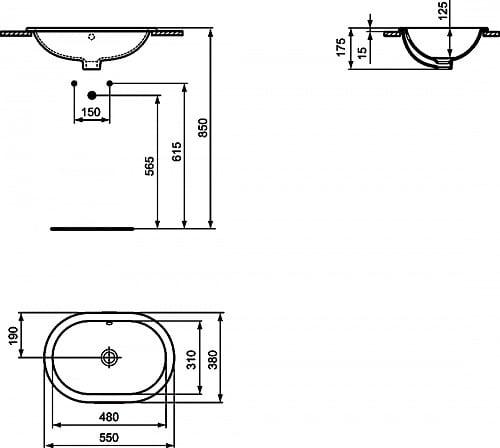 Раковина встраиваемая Ideal Standard Connect E504801 55x38