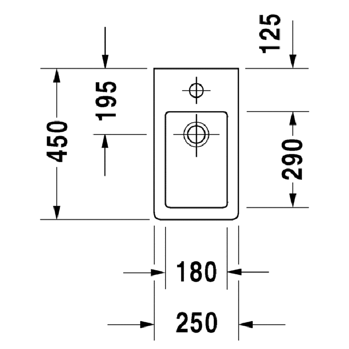 Раковина подвесная Duravit Vero 0702250000 45x25
