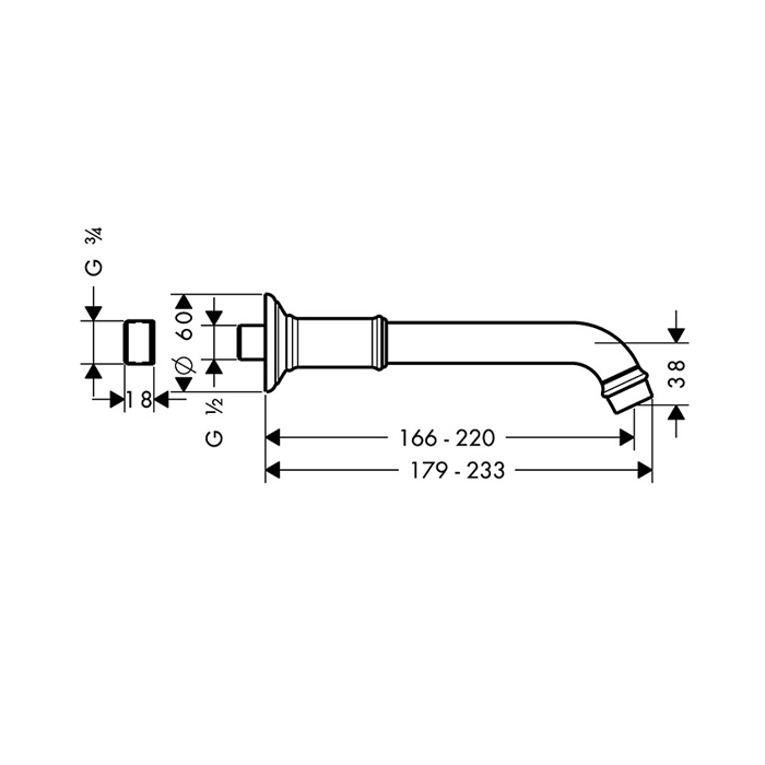 Излив для ванны Axor Montreux Brushed Nickel 16541820