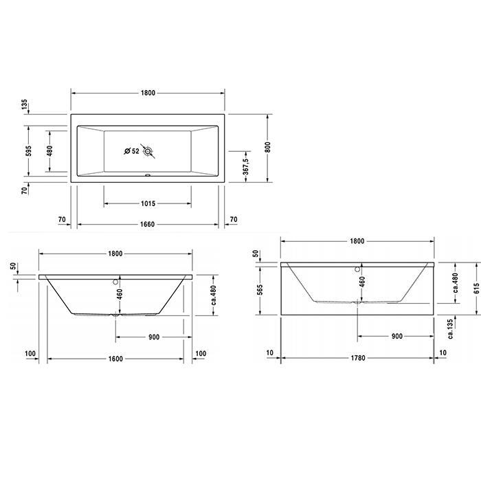Ванна встраиваемая Duravit Vero 700135000000000 170x75
