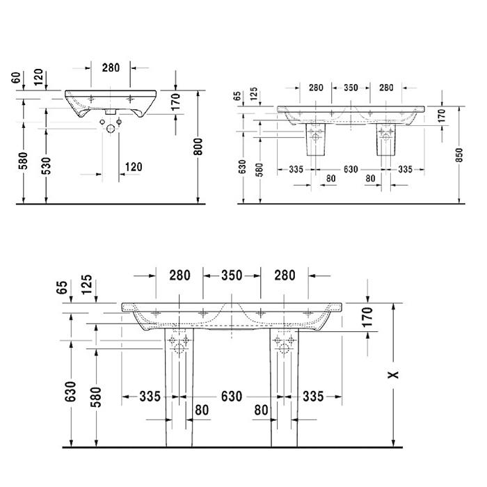 Раковина для мебели двойная Duravit DuraStyle 2338130000 130x48