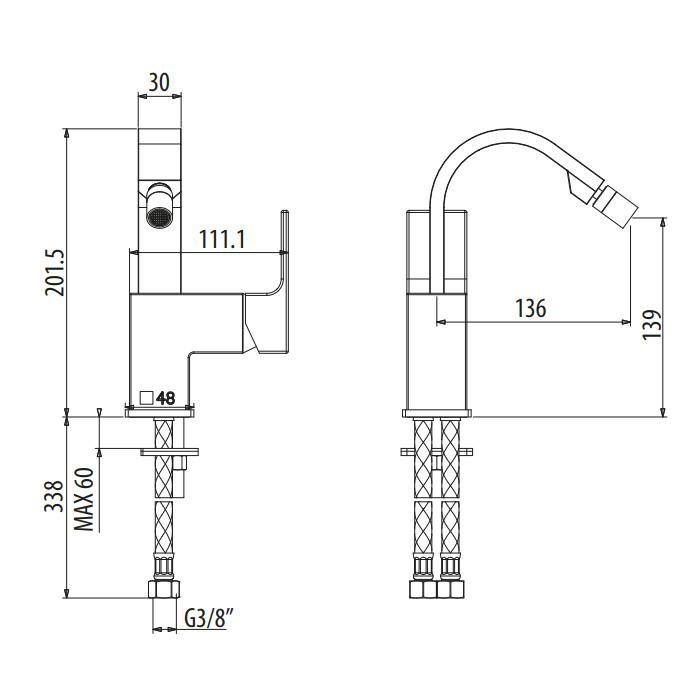 Смеситель для биде Gattoni Kubik 2569/25COcr