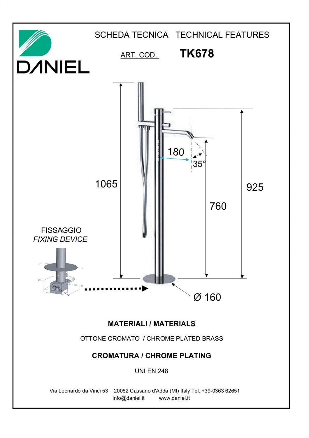 Смеситель для ванны Daniel Tokyo TX678-CR