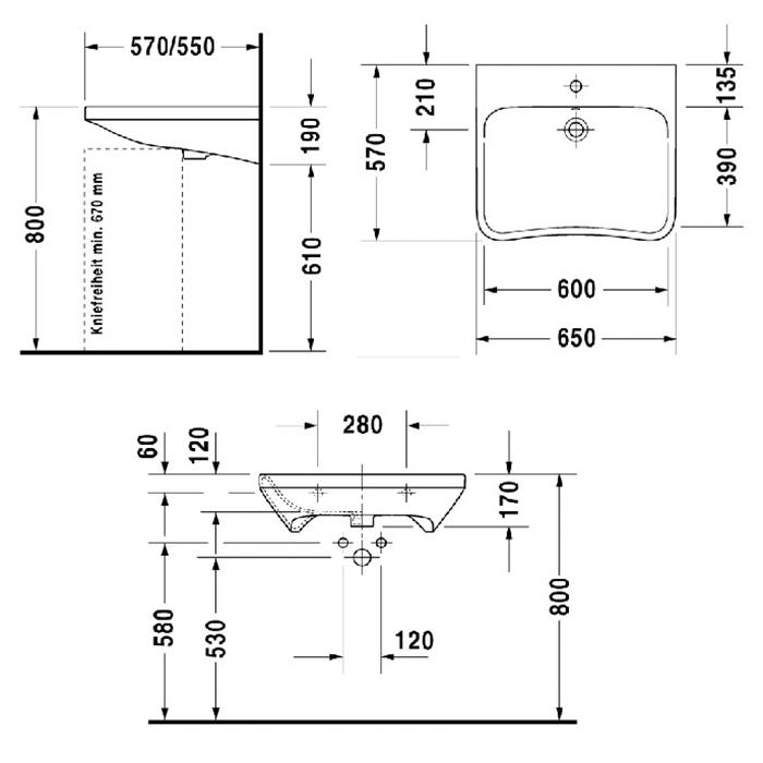 Раковина подвесная Duravit DuraStyle 2329650000 65x57