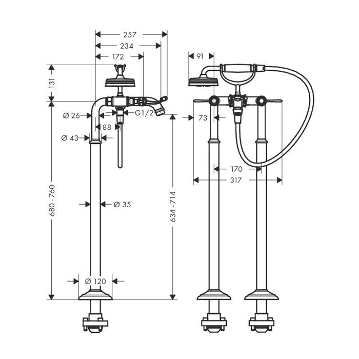 Смеситель для ванны Axor Montreux 16553990