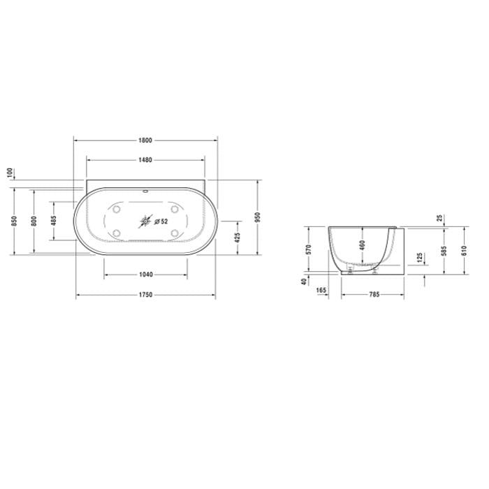 Ванна пристенная Duravit Luv 700433000000000 180x95