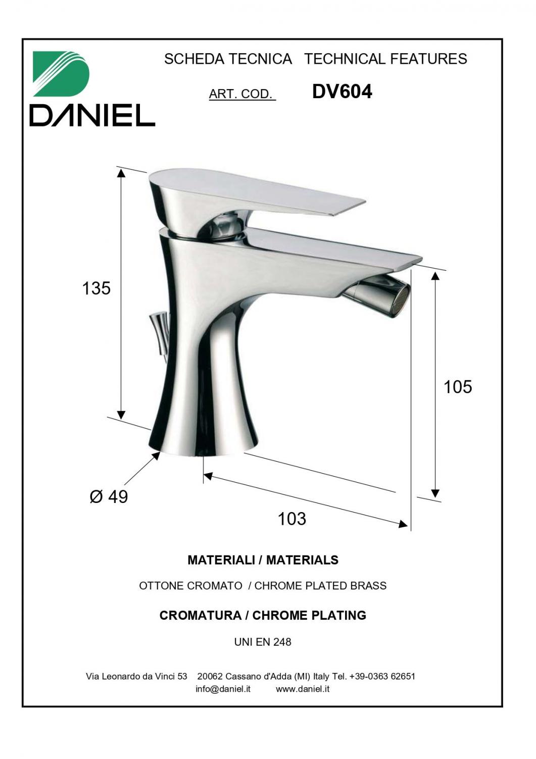Смеситель для биде Daniel Diva DV604-CR