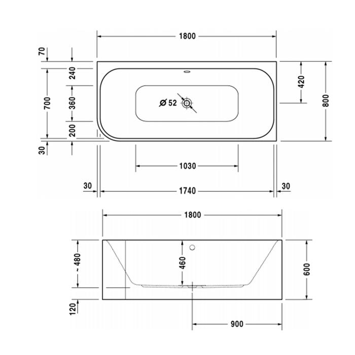 Ванна пристенная Duravit Happy D2 700317000000000 180x80