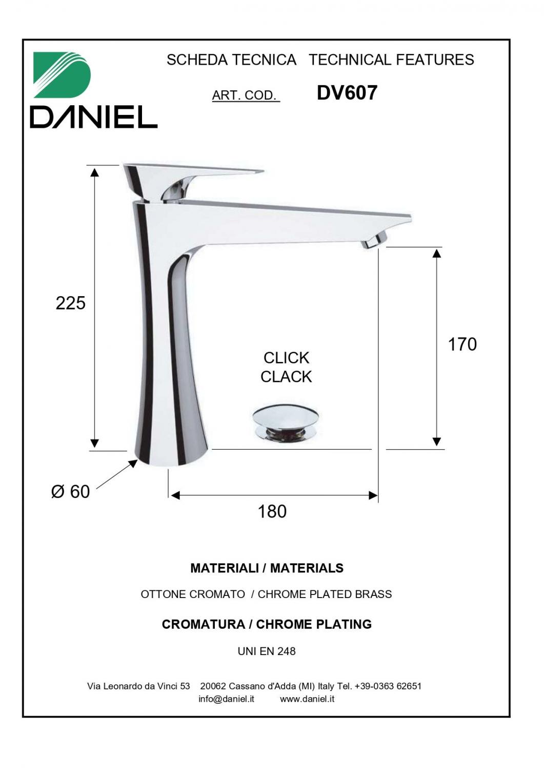 Смеситель для раковины Daniel Diva DV607-CR