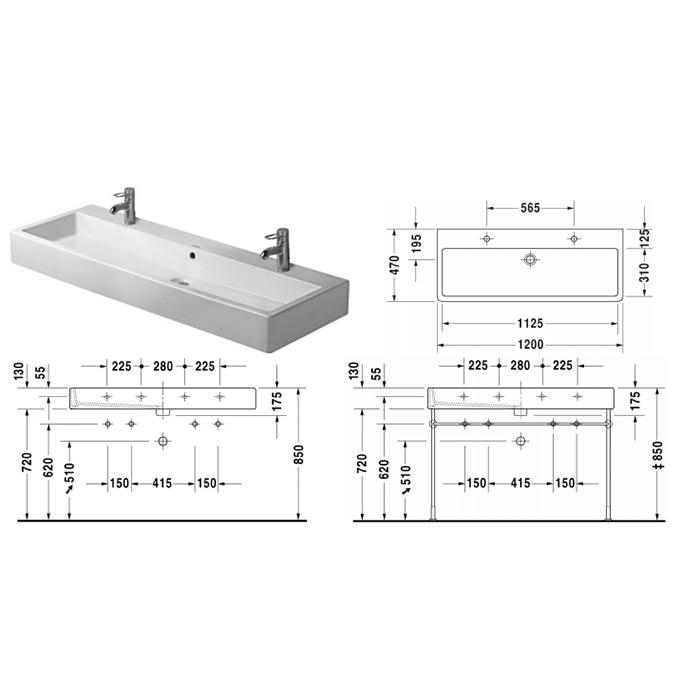 Раковина подвесная Duravit Vero 0454120024 120x47