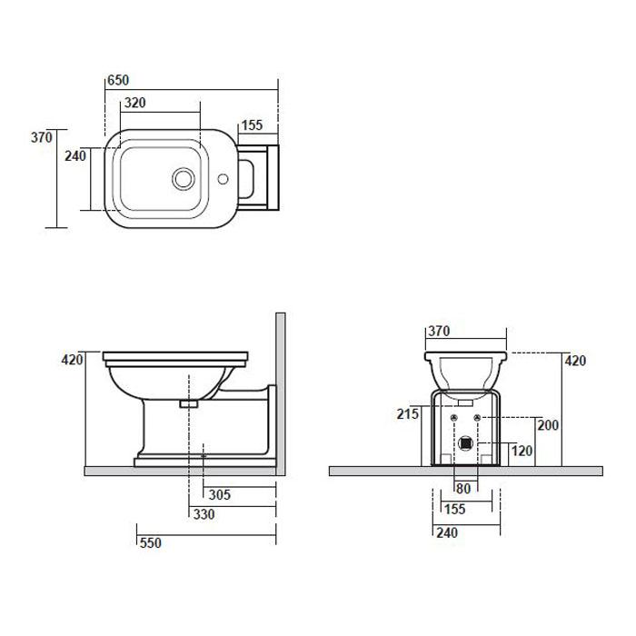 Биде напольное Kerasan Waldorf  4120K1*1 bi/cr 65х37