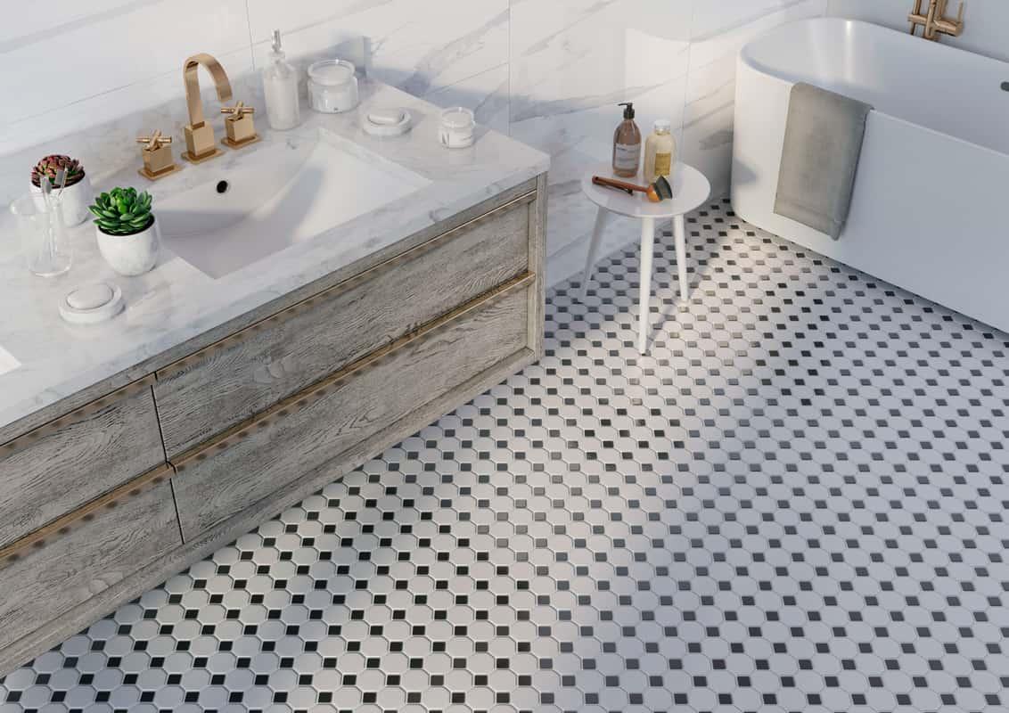 Мозаика Starmosaic Octagon Small White/Black Matt (IDLA2575) 29.5х29.5