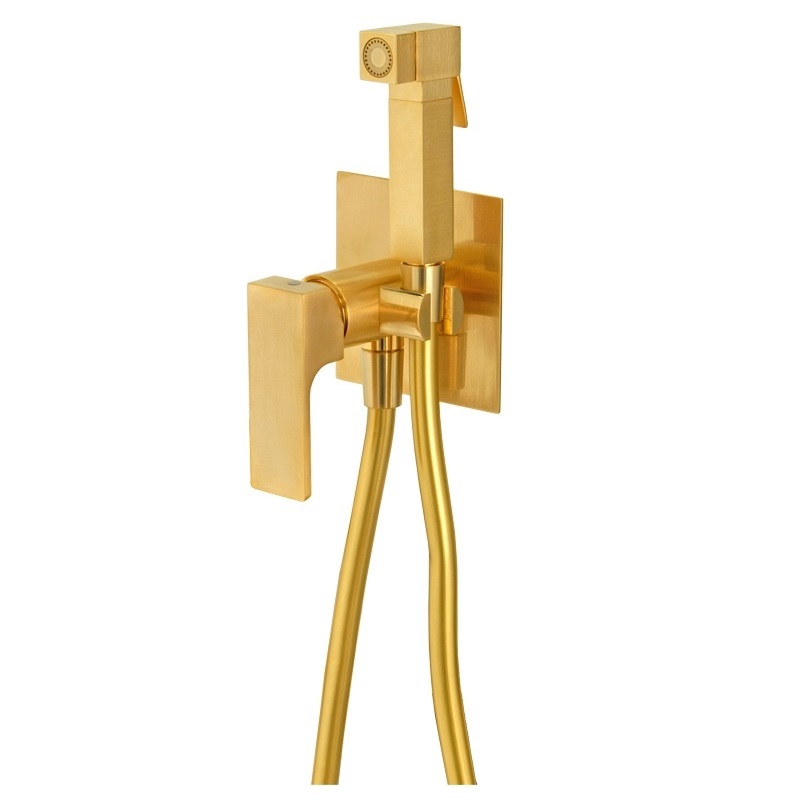 Гигиенический душ Remer Absolute Brushed Gold AU65BG (золото брашированное), смеситель и скрытая часть в комплекте