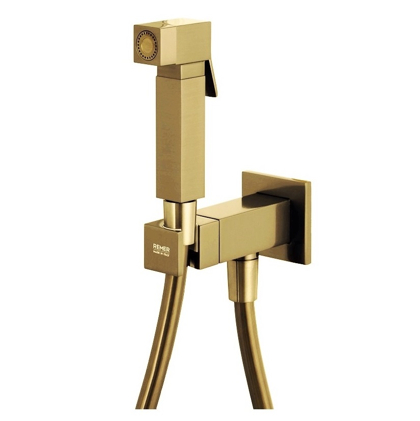 Гигиенический душ Remer Absolute Brushed Gold Q64BG (золото брашированное), смеситель и скрытая часть в комплекте