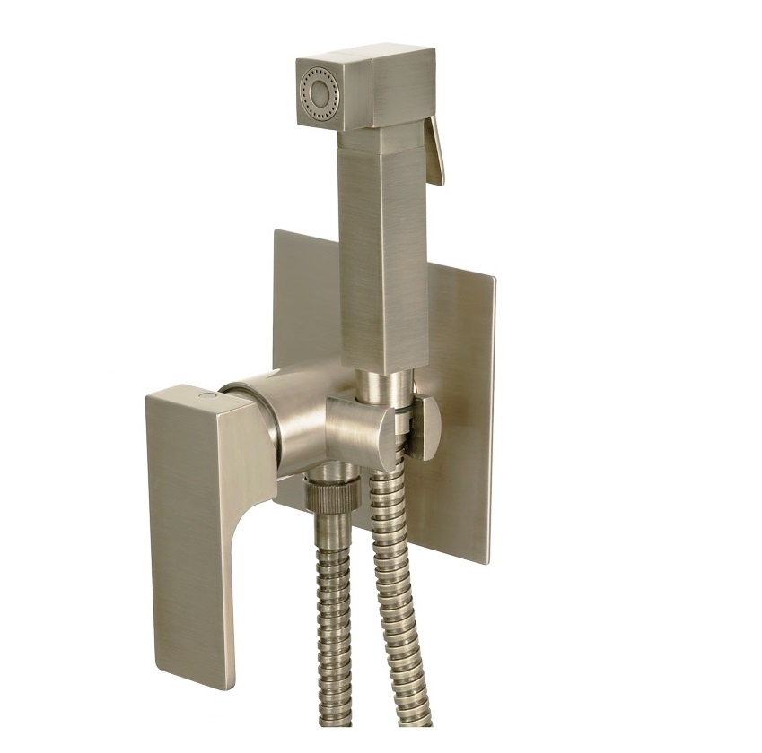 Гигиенический душ Remer Absolute Brushed Nickel AU65NP (никель брашированный глянцевый), смеситель и скрытая часть в комплекте