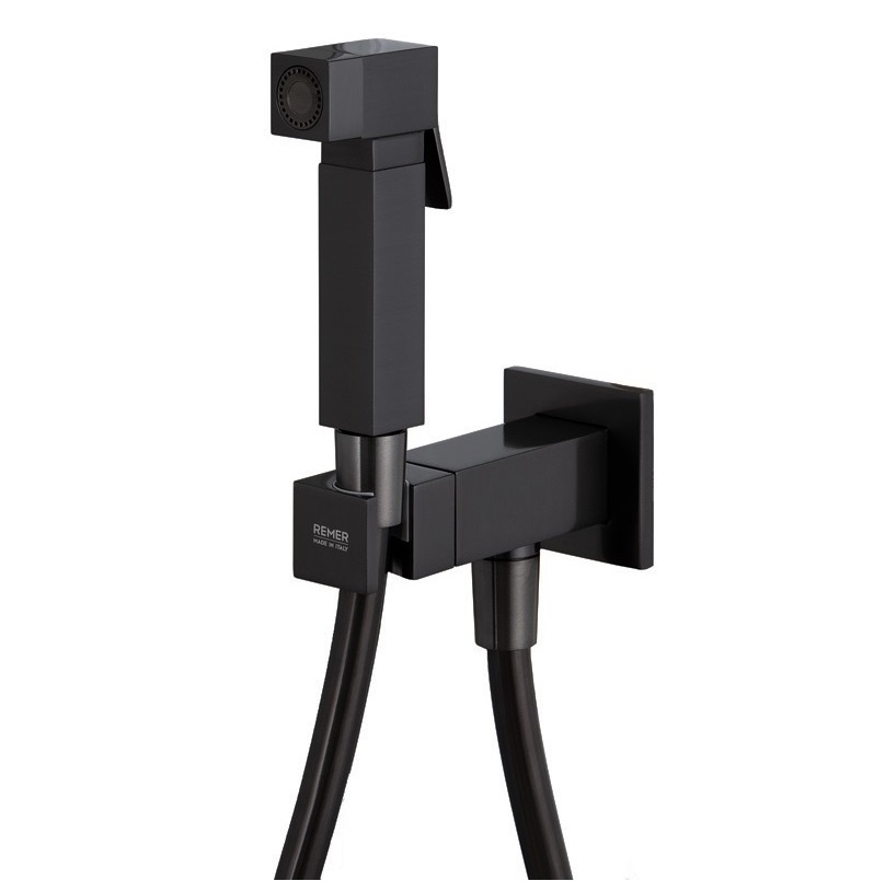 Гигиенический душ Remer Absolute Matt Black Q64NO (черный матовый), смеситель и скрытая часть в комплекте