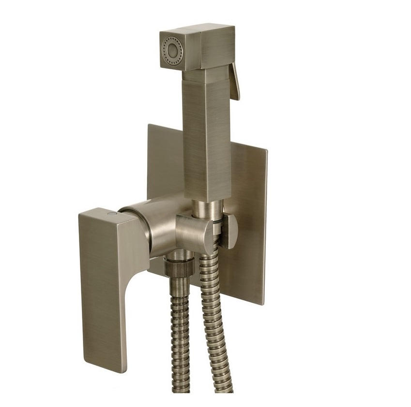 Гигиенический душ Remer Absolute Matt Brushed Nickel AU65NPO (никель брашированный мат.), смеситель и скрытая часть в комплекте