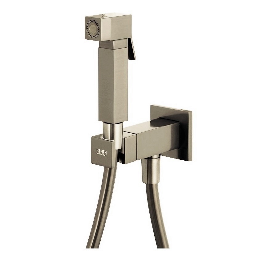 Гигиенический душ Remer Absolute Matt Brushed Nickel Q64NPO (никель брашированный мат.), смеситель и скрытая часть в комплекте