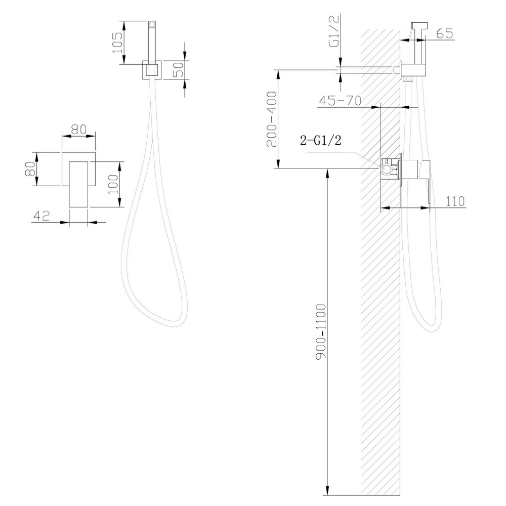 Гигиенический душ со смесителем Abber Daheim AF8225W (белый матовый), лейка на держателе