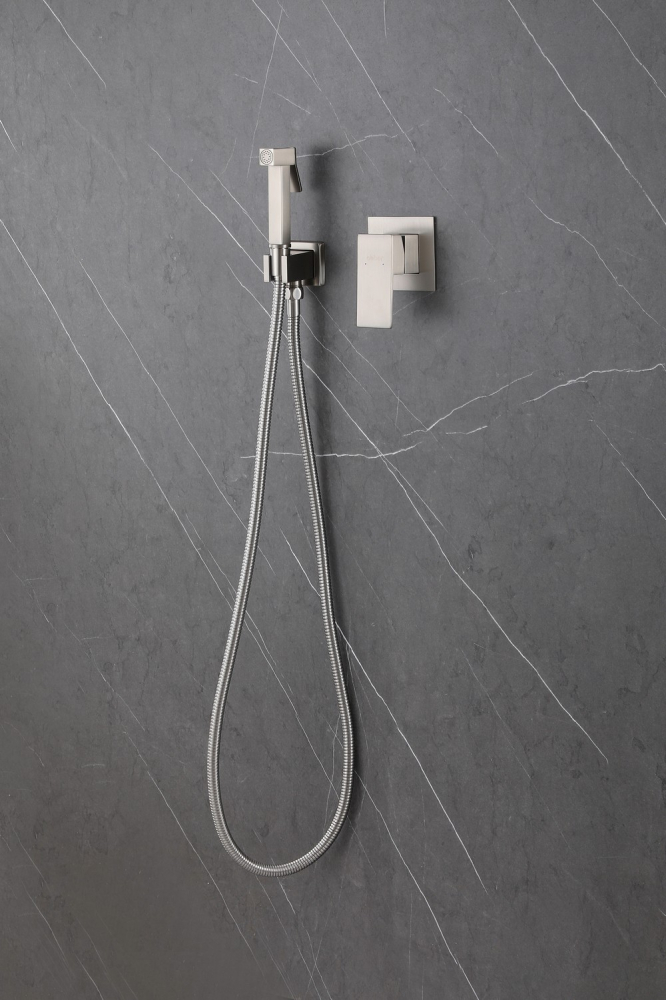 Гигиенический душ со смесителем Abber Daheim AF8225W (белый матовый), лейка на держателе