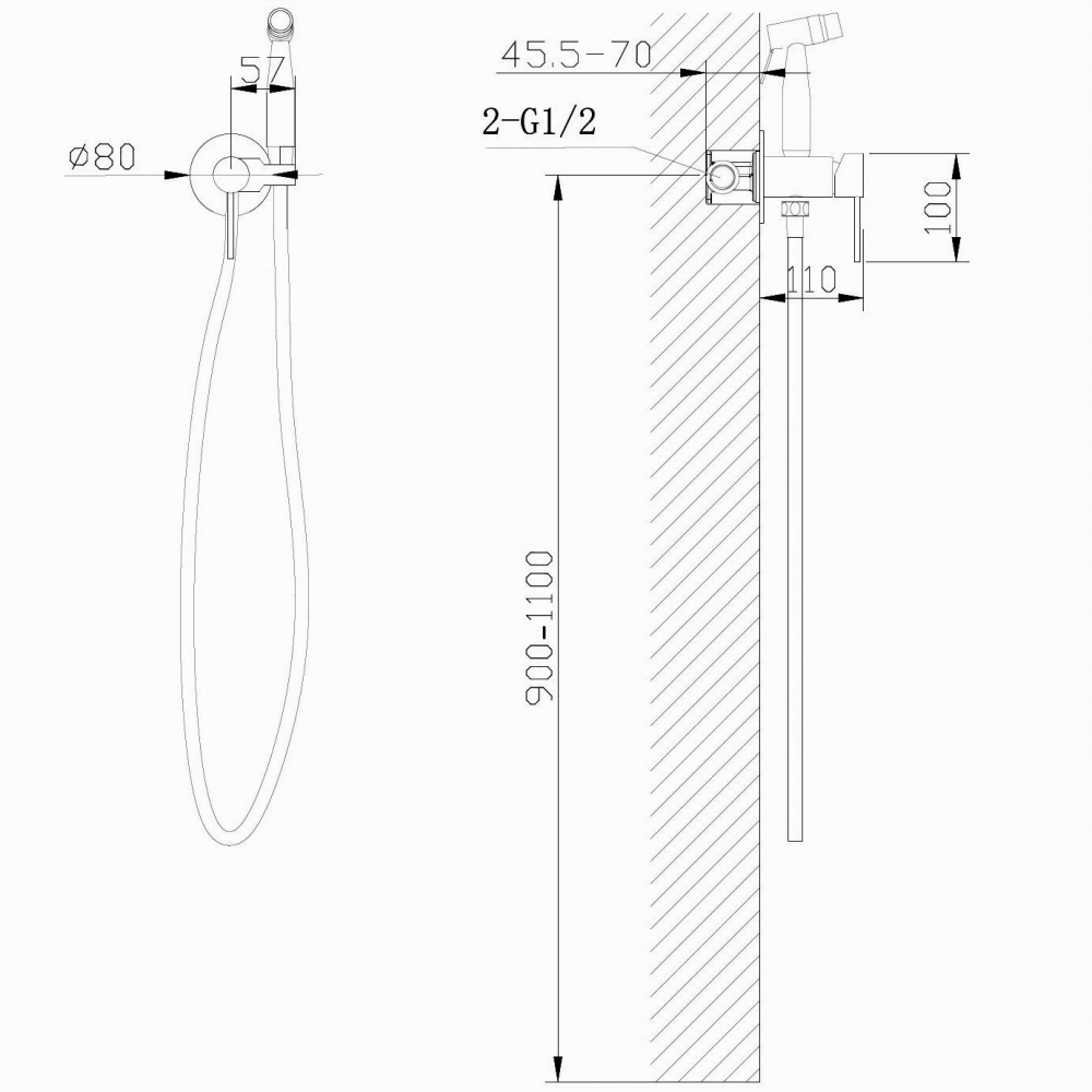 Гигиенический душ со смесителем Abber Wasser Kreis AF8125NG (оружейная сталь)