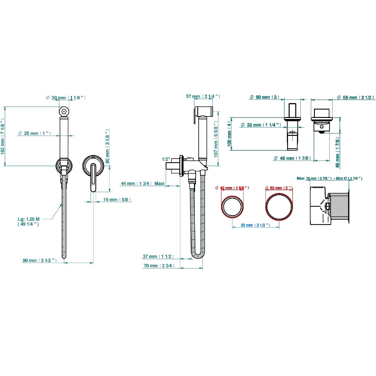 Гигиенический душ со смесителем THG Corvair a manettes Fior di Bosco U8L-F01-5840/MBG (золотой)