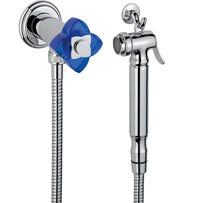 Гигиенический душ со смесителем THG Petale de cristal bleu U6B-A02-5840/8 (хром, синий хрусталь)