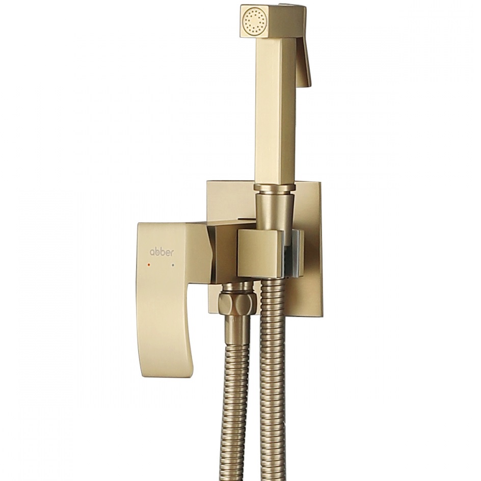 Гигиенический душ со смесителем Abber Wasserfall AF8625G (золотой матовый)