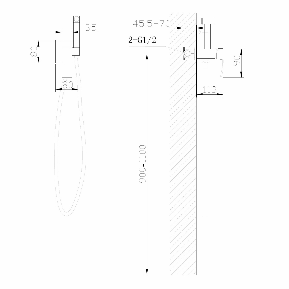 Гигиенический душ со смесителем Abber Wasserfall AF8625G (золотой матовый)