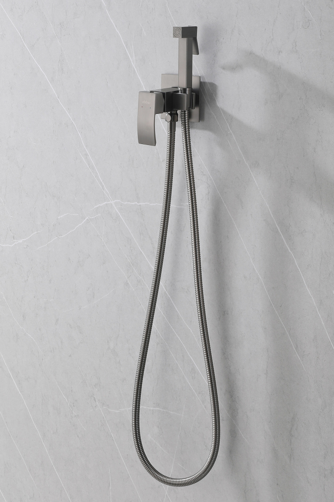 Гигиенический душ со смесителем Abber Wasserfall AF8625NG (оружейная сталь)