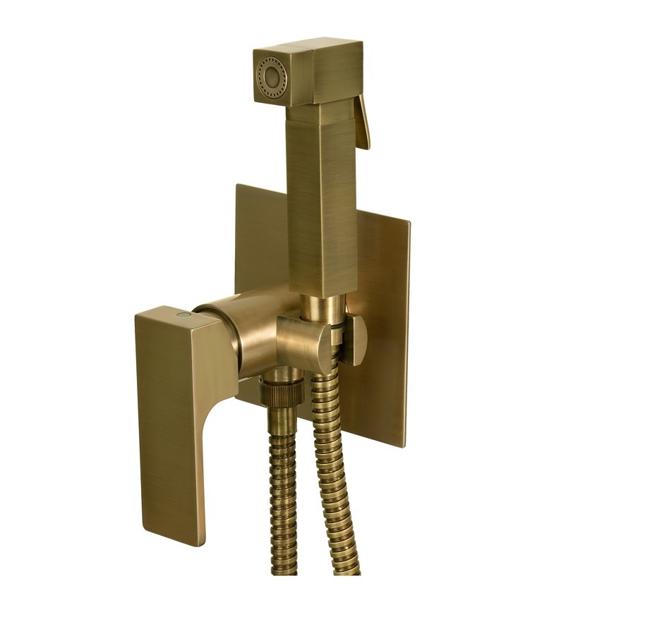 Гигиенический комплект Remer Absolute Old Brass AU65VO (бронза), смеситель и скрытая часть в комплекте