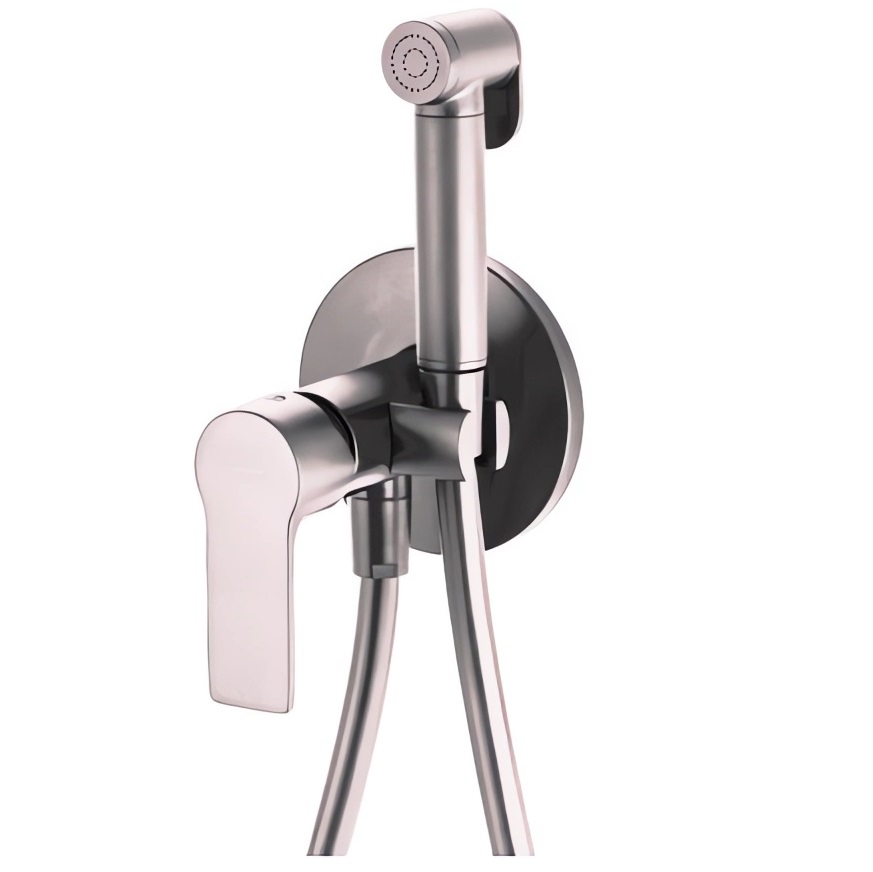 Гигиенический комплект Remer Energy Brushed Nickel EY65WNP (никель брашированный глянцевый), скрытая часть в комплекте