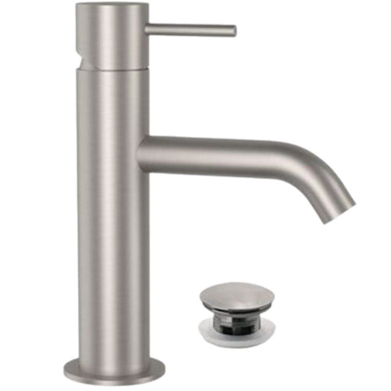 Смеситель для раковины Remer X Style Inox SSX10B (сталь), с донным клапаном