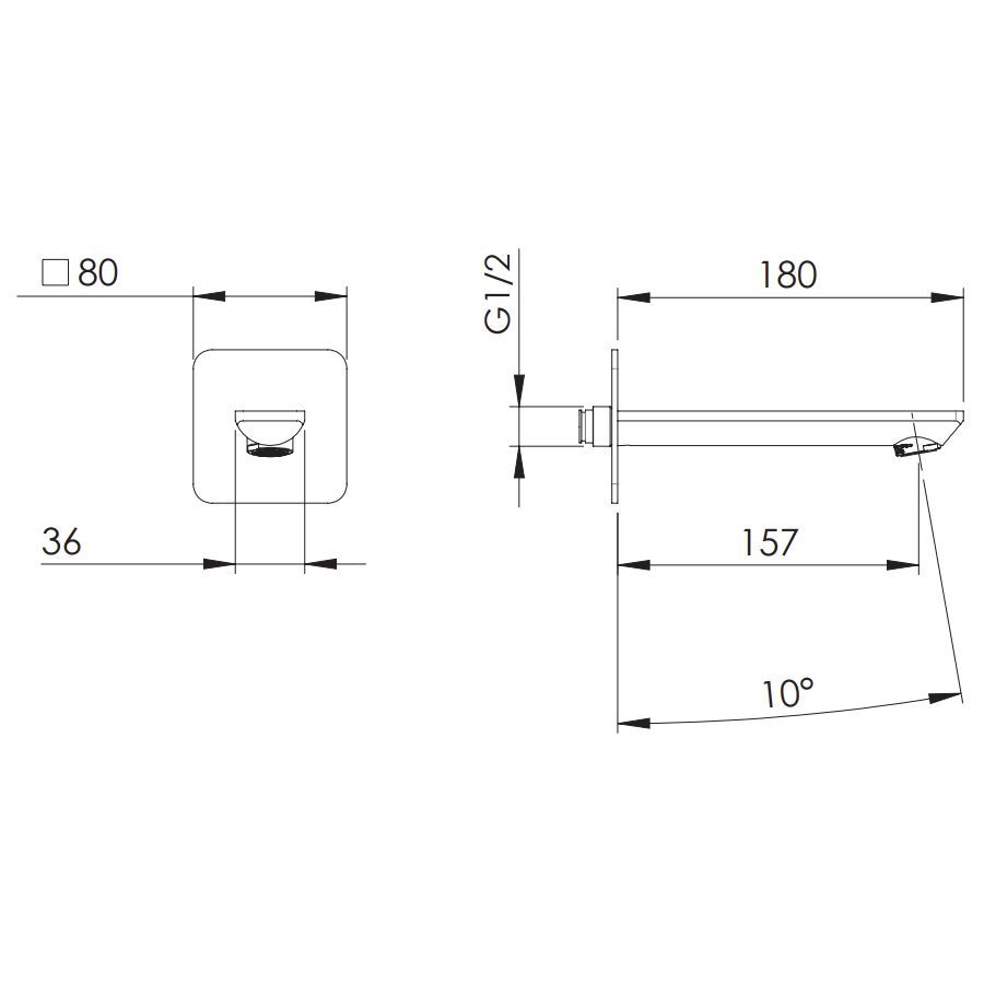 Излив для ванны Remer Energy Brushed Nickel 91EYNP (никель брашированный глянцевый), 18 см