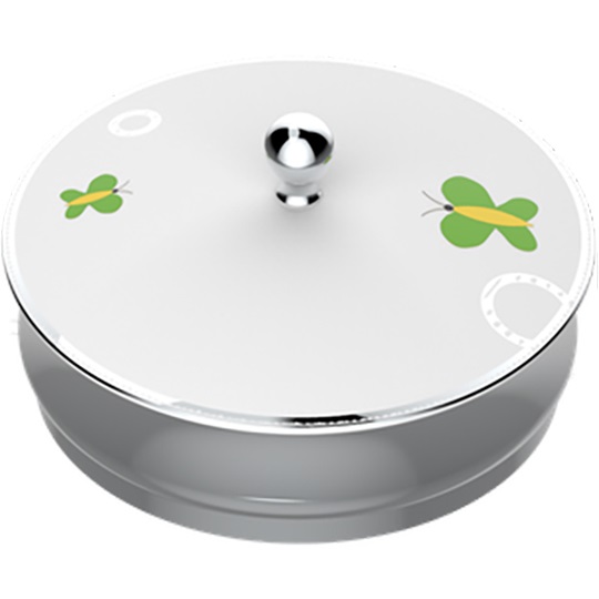 Китайская коробка с белой фарфоровой крышкой THG Capucine Vert Decor Platine A7E-A02-4623 (платина, зеленый, белый)