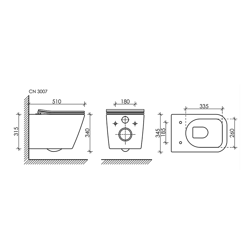 Комплект 4 в 1: Ceramica Nova CN3007_1001B_1000 Унитаз подвесной  Metric Rimless + Система инсталляции Envision + Шумоизоляция + Кнопка смыва Round (чёрный матовый)