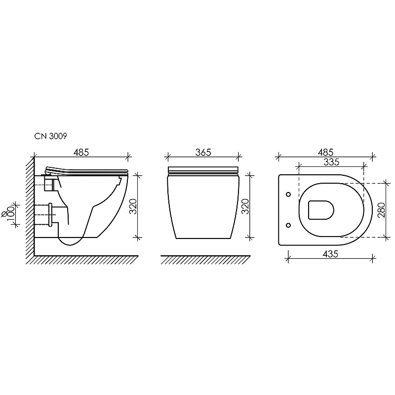 Комплект 4 в 1: Ceramica Nova CN3009_1001B_1000 Унитаз подвесной Forma Rimless + Инсталляция Envision + Шумоизоляция + Кнопка смыва Round (чёрный матовый)