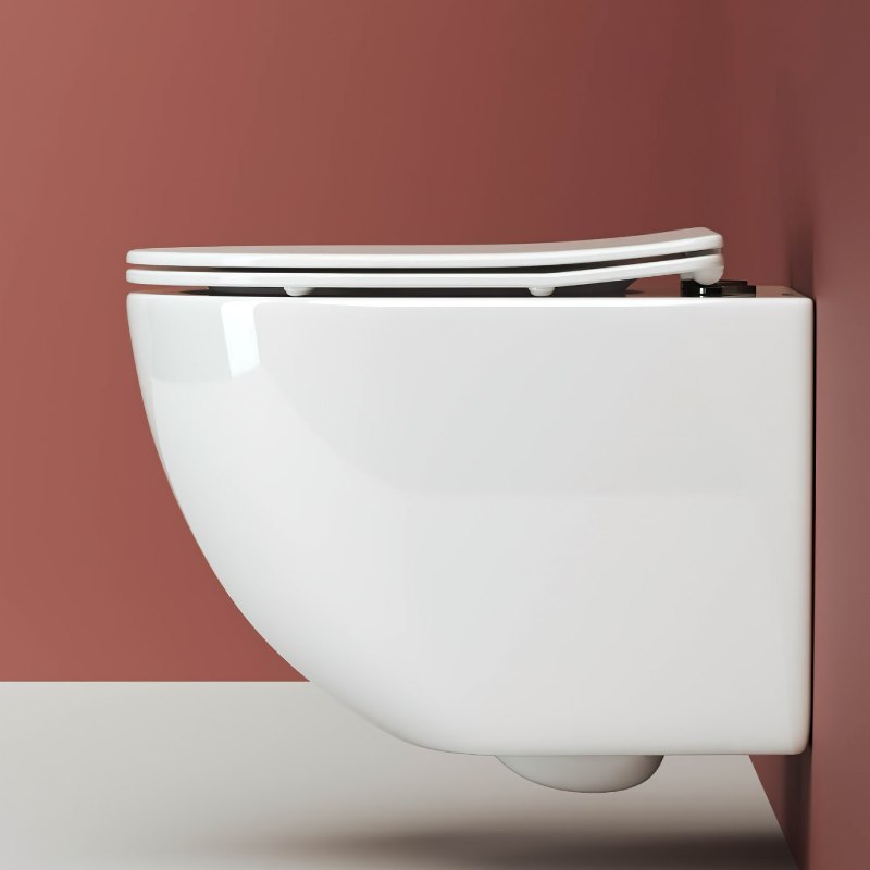 Комплект 4 в 1: Ceramica Nova CN3009_1001B_1000 Унитаз подвесной Forma Rimless + Инсталляция Envision + Шумоизоляция + Кнопка смыва Round (чёрный матовый)