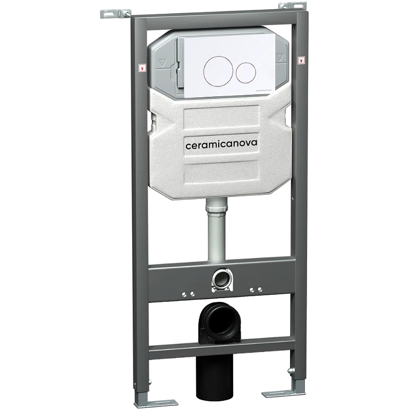 Комплект 4 в 1: Ceramica Nova CN3009_1001W_1000 Унитаз подвесной Forma Rimless + Инсталляция Envision + Шумоизоляция + Кнопка смыва Round (белый)