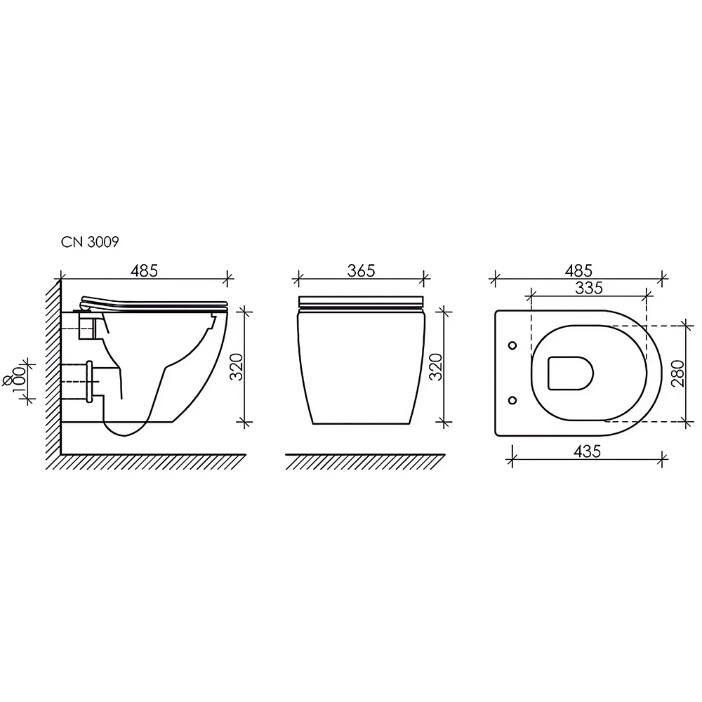 Комплект 4 в 1: Ceramica Nova CN3009_1001CH_1000 Унитаз подвесной Forma Rimless + Инсталляция Envision + Шумоизоляция + Кнопка смыва Round (хром)
