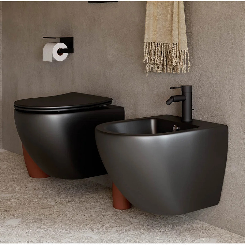 Комплект 4 в 1: Ceramica Nova CN4002MB_1002B_1000 Унитаз подвесной  Metropol Rimless + Инсталляция Envision + Шумоизоляция + Кнопка смыва Flat (черный матовый)