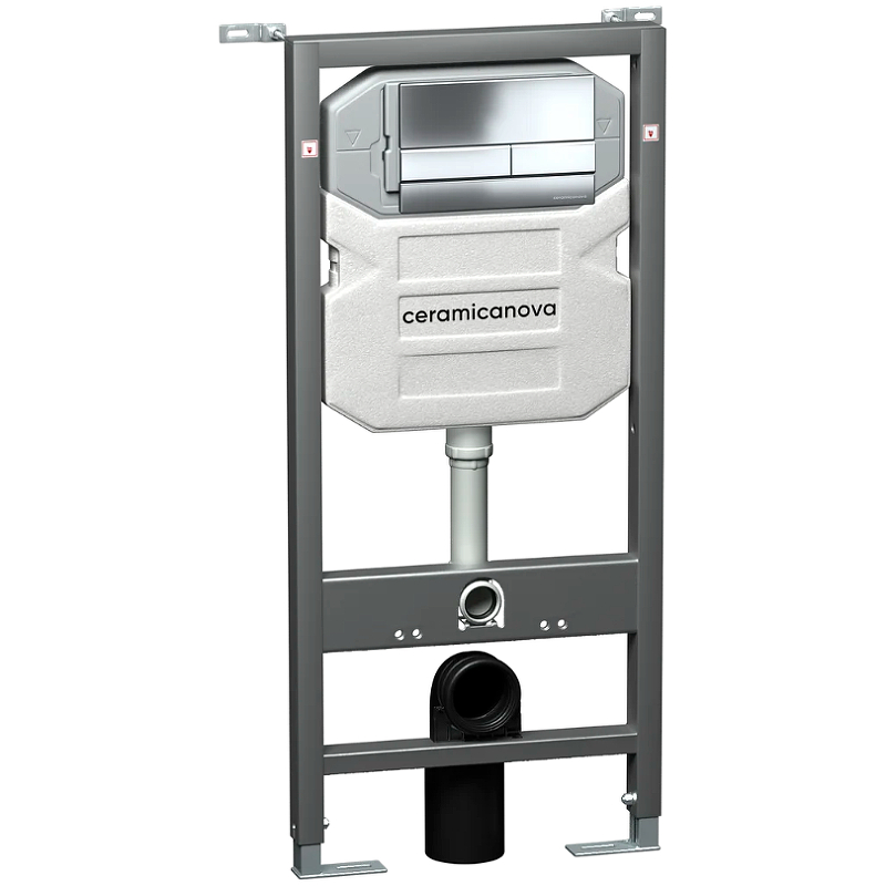 Комплект 4 в 1: Ceramica Nova CN4002MB_1002CH_1000 Унитаз подвесной  Metropol Rimless + Инсталляция Envision + Шумоизоляция + Кнопка смыва Flat (хром)