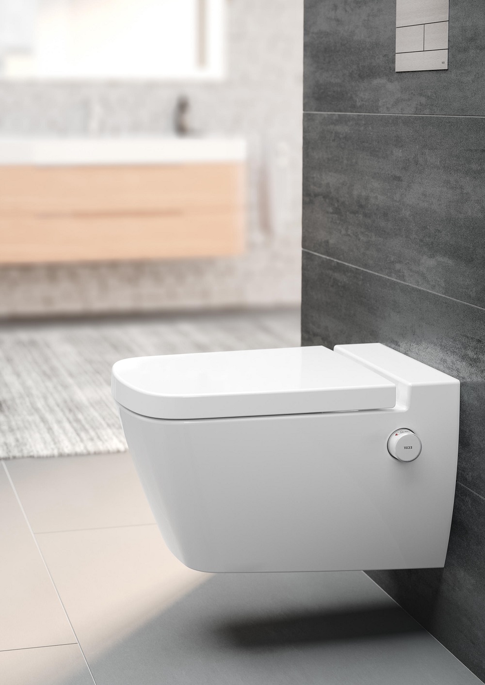 Комплект TECEbase 2.0 с панелью смыва ТЕСЕnow и унитазом c функцией биде TECEone K440407.WC2 (черный матовый)