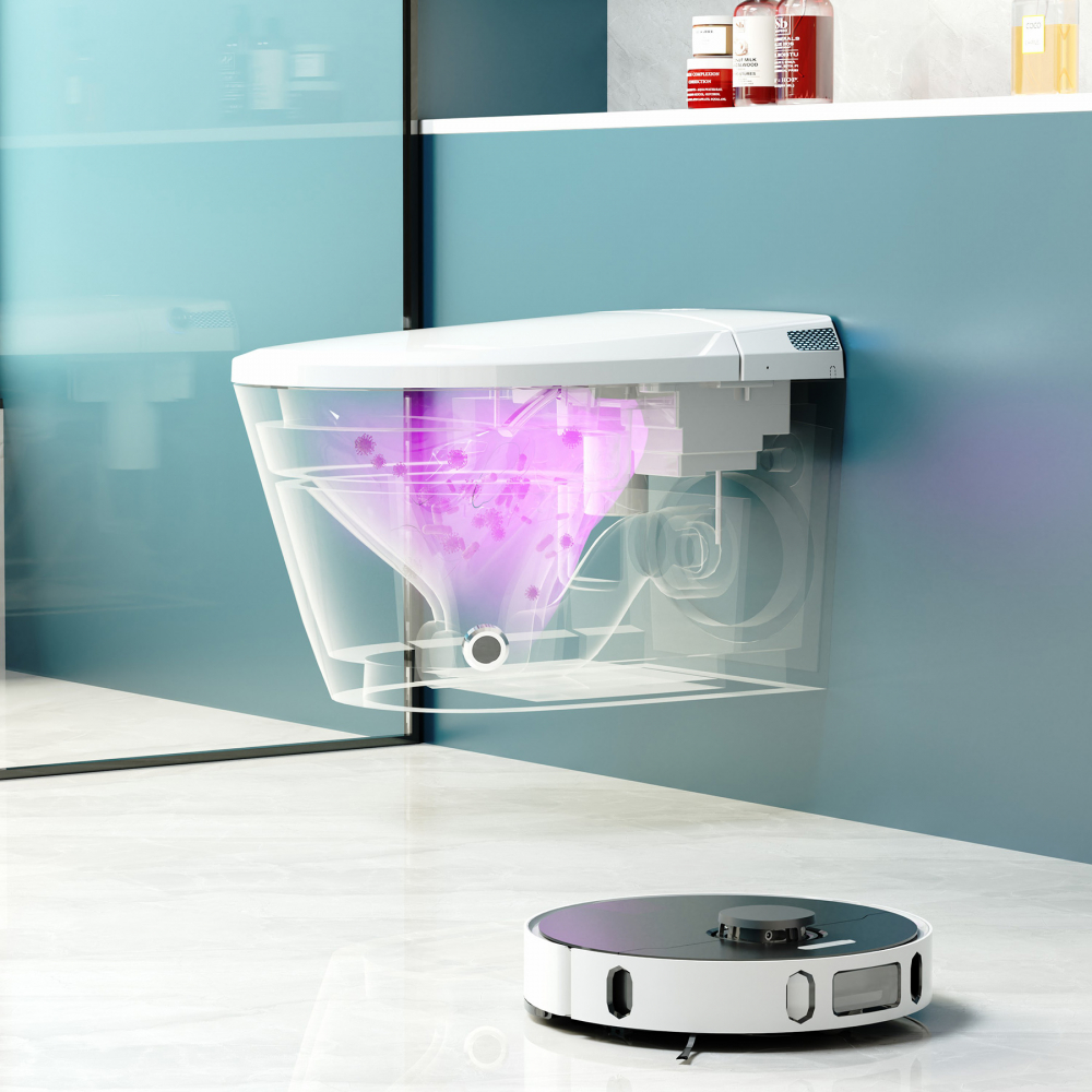 Комплект унитаз-биде подвесной с инсталляцией Abber Rechteck AC1119S-AC0101P2 59x37x39 (белый), электронный