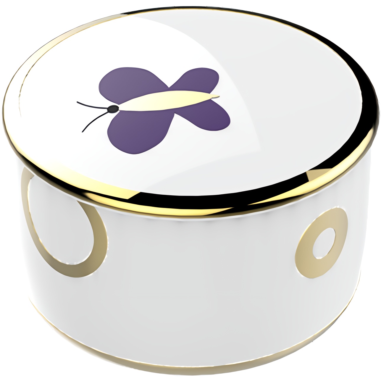 Коробка для таблеток фарфоровая настольная 5.5x5.5 см. THG Capucine Mauve Decor Or A7D-A02-4616 (золотой, лиловый, белый)