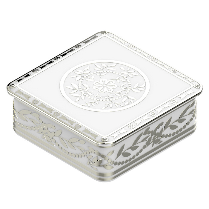 Коробка для таблеток керамическая 5.5x5.5 см. Marquise platinum decor A7G-A02-4617 (белый, платина)