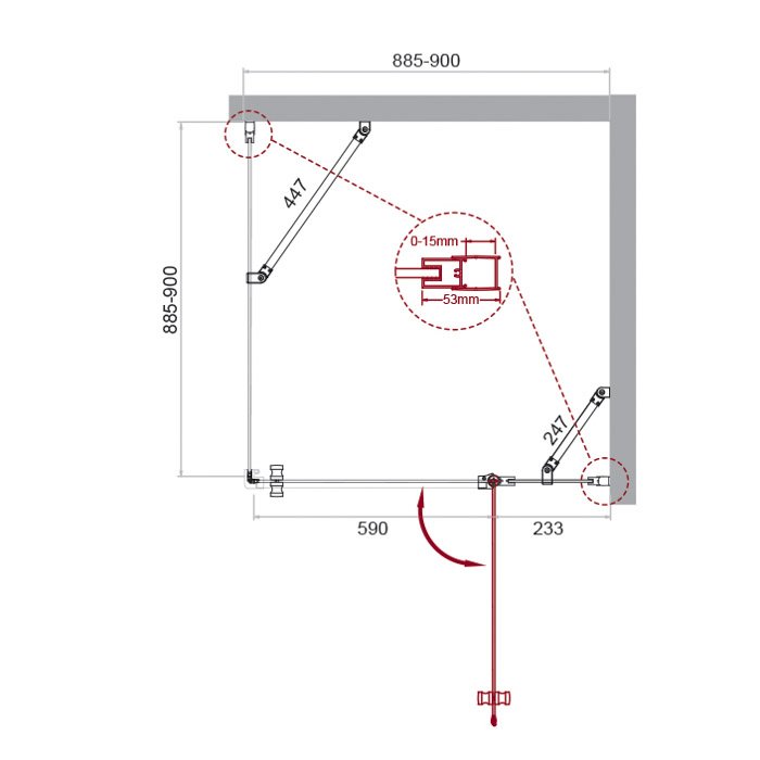 Душевой уголок BelBagno Kraft KRAFT-A-12-90-C-Cr-R 90x90