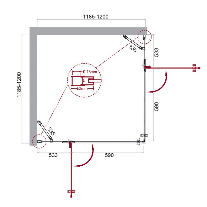 Душевой уголок BelBagno Kraft KRAFT-A-22-120-C-Cr 120x120